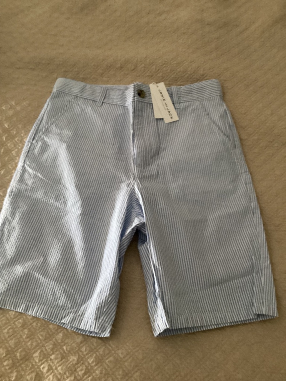 Janie and Jack nwt boys size 18 seer sucker cotton linen blend short